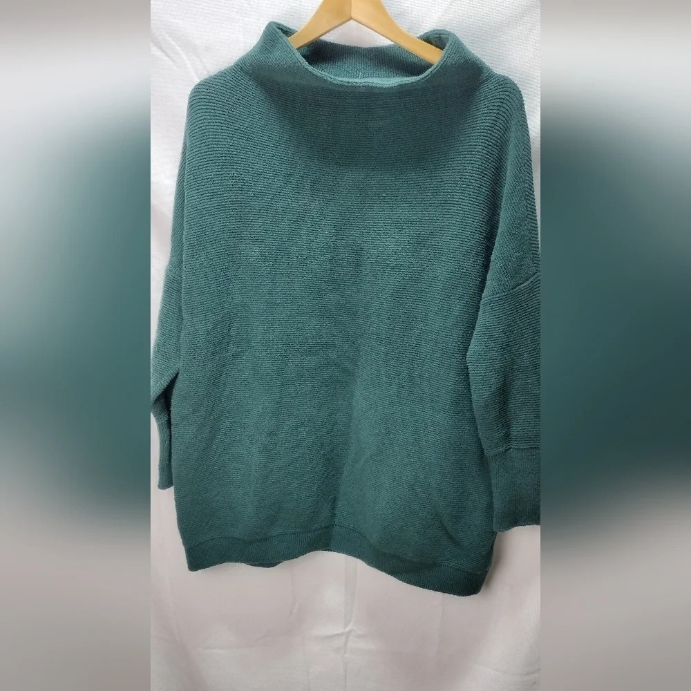 Free People Sweater Womens XS Ottoman Slouchy Tunic Ribbed Mock Alpine OB432957